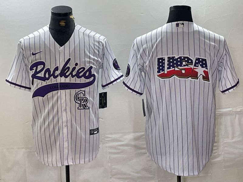 Men Colorado Rockies Blank White Stripe Joint name Nike 2024 MLB Jersey style 4